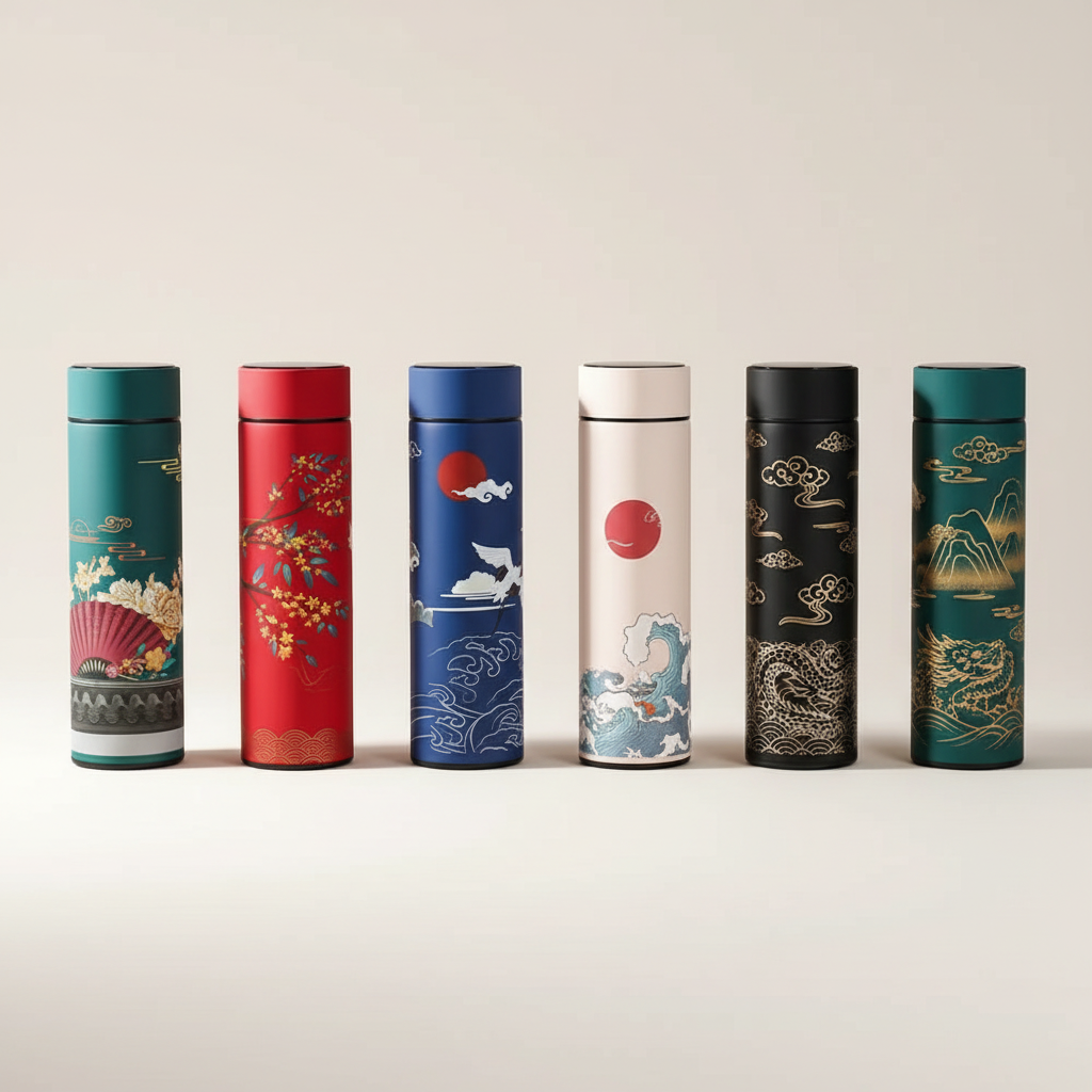Les six variantes de couleur de la gourde thermos intelligente style chinois