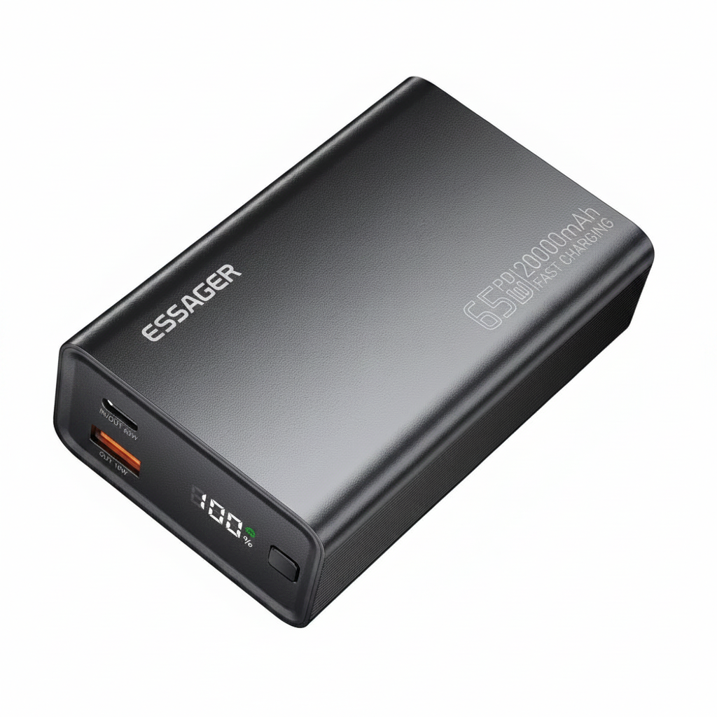 Batterie externe Essager 20000mAh 65W sur fond blanc
